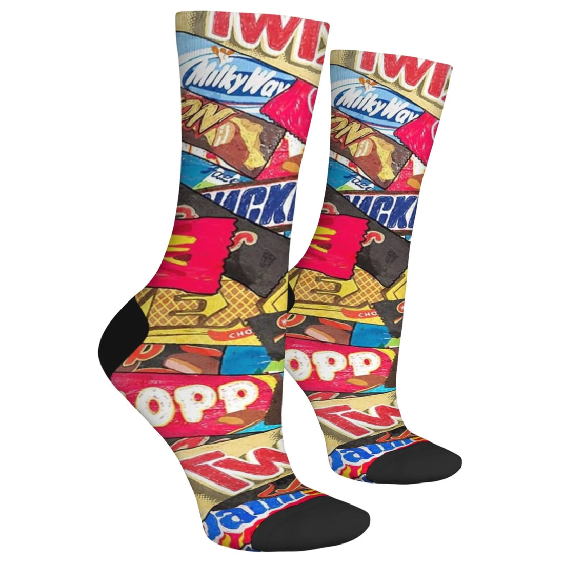 Funny Chocolate Bar Fun Print Socks Hip Hop Harajuku Retro Happy Men's and Women's Socks Novelty Crazy Design Casual Party Gift