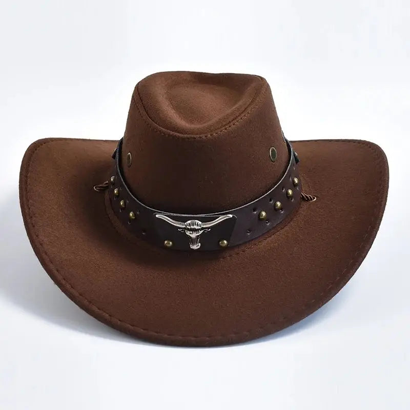 2025  Western Cowboy Hat for Men Women Classic Fedora Hat with Buckle Belt