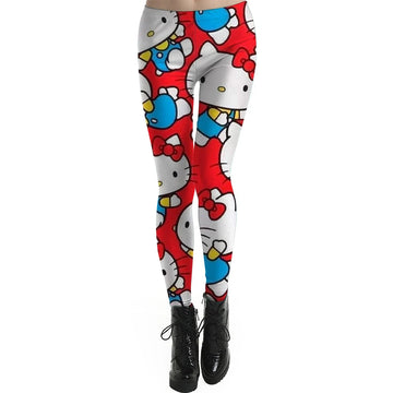 Sports Pants With Sexy Hello Kitty Kuromi print Sports Tight Pants Women's Elastic Fitness Pants Running Yoga Pants