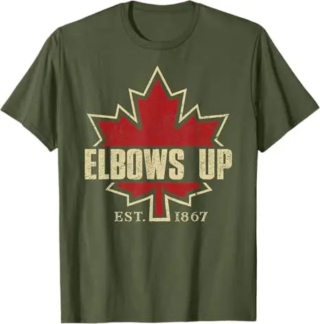 Elbows Up Canada True North Strong Free Proud Canadian T-Shirt Humor Funny Canada Flag Graphic Top Streetwear Clothes Saying Tee - OneLoveCanada