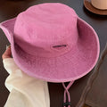 Japanese Retro Washed Cowboy Hats for Women Spring and Summer Outdoor Camping Sun Protection Sweet Pink Love Bucket Caps - OneLoveCanada