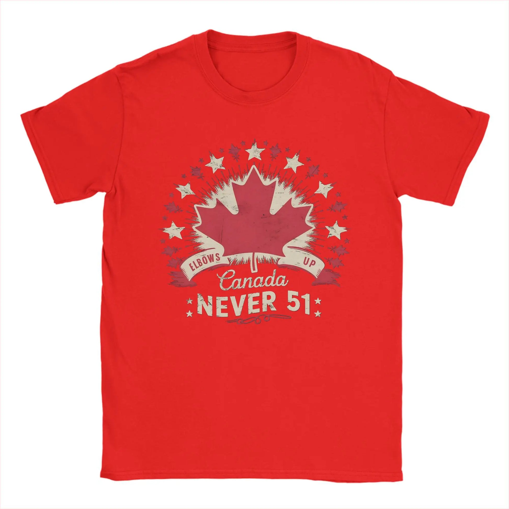 Men's Elbows Up Canada Never 51st State T Shirt  Cotton Tops Hipster Short Sleeve Round Neck Tees Plus Size T-Shirts - OneLoveCanada