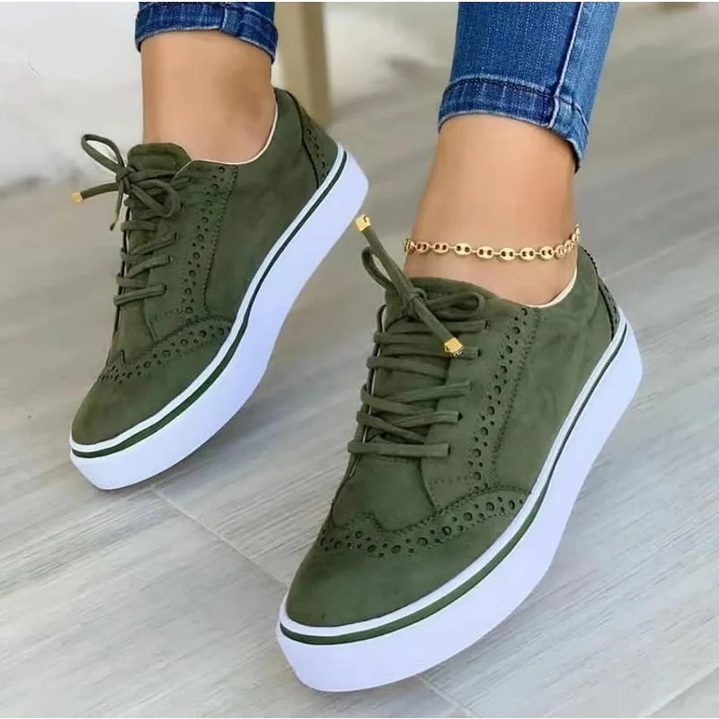 2024 New Sneakers Women Flat Casual Sneaker Spring Fashion Versatile Lace Up Walking Women Shoes Zapatos De Mujer