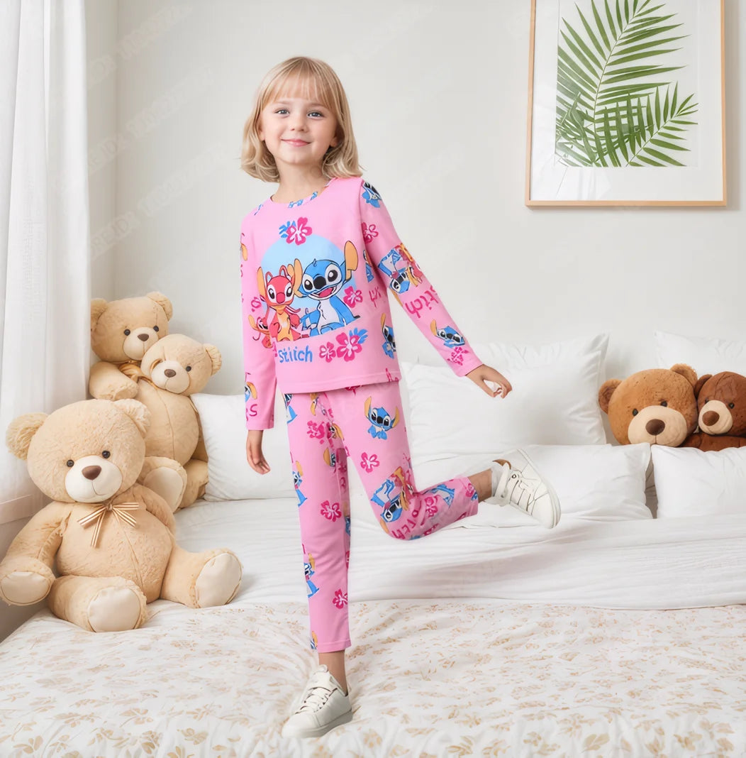 Kids Stitch Pajamas 2pcs/set for Boys Girls Home Wear Kids Casual Sleepwear Long Sleeve Pajamas Bottoms Suit Cute Gifts