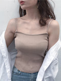 2025 Casual Women Halter Crop Tops Summer Sleeveless Camis Backless Strap Tank Top Slim Solid Short Female Tube Cropped Vest - OneLoveCanada