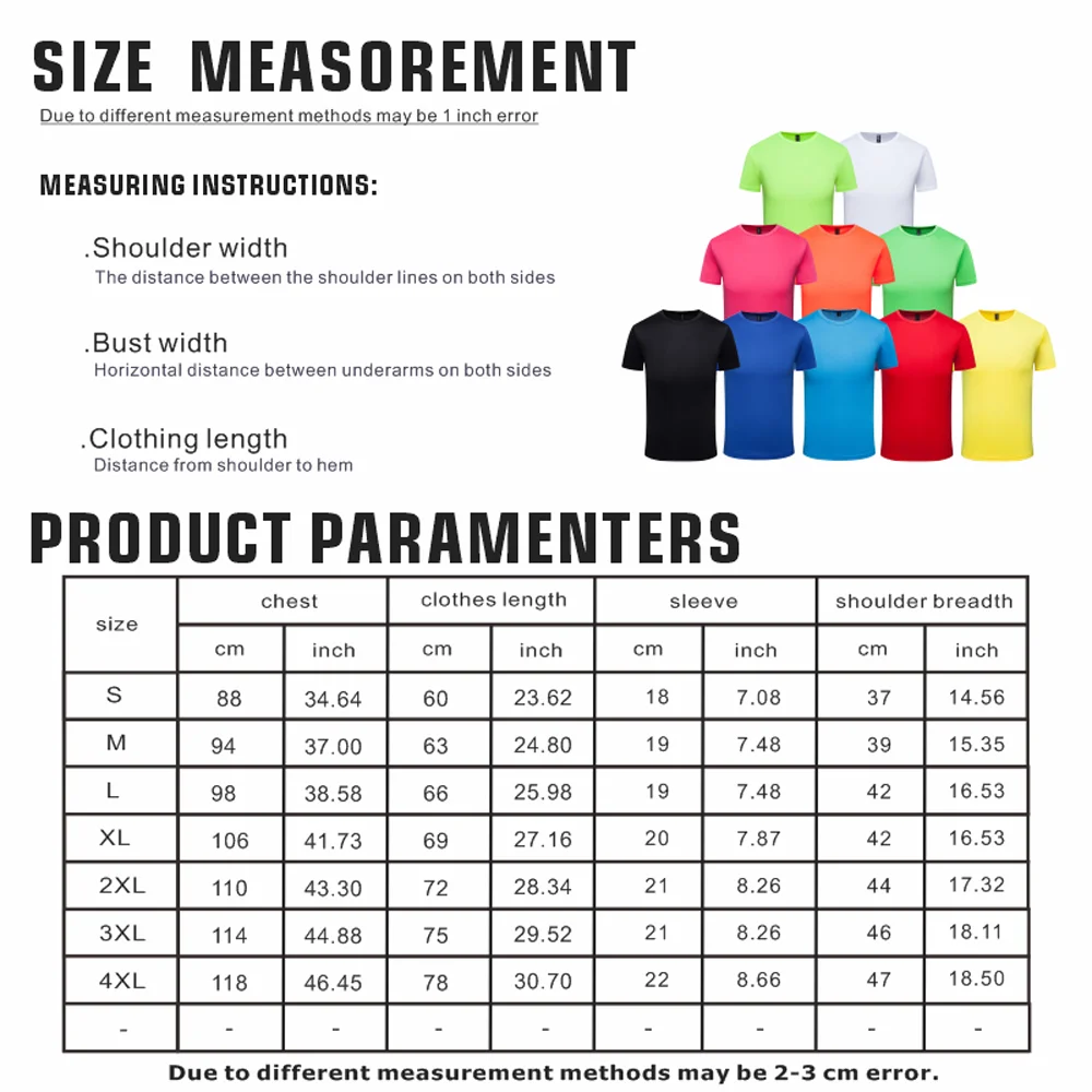Multicolor Quick Dry T Shirt Summer Short Sleeve Fitness Shirt Running Football Jersey Training Workout Breathable Sportswear