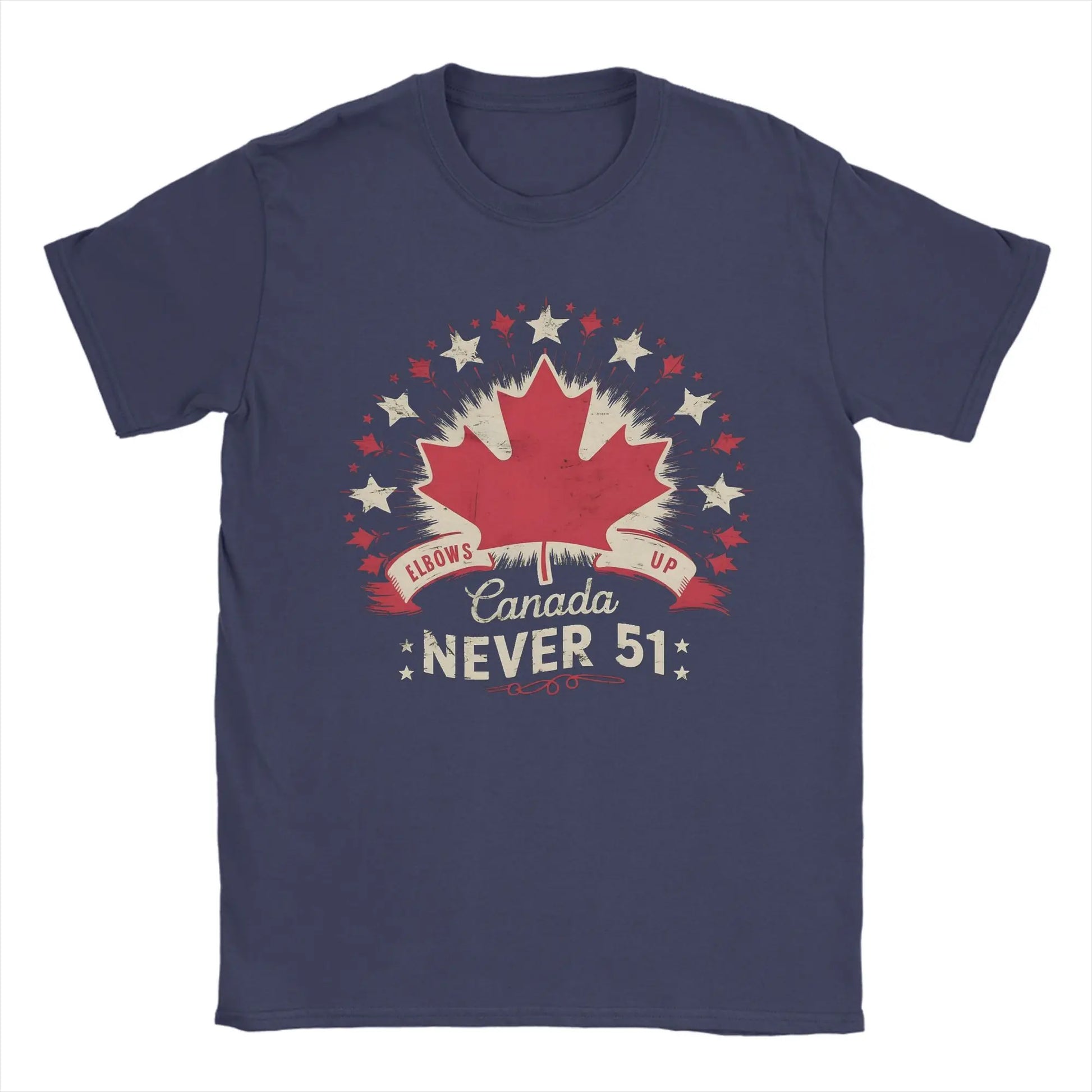 Men's Elbows Up Canada Never 51st State T Shirt  Cotton Tops Hipster Short Sleeve Round Neck Tees Plus Size T-Shirts - OneLoveCanada