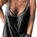 Lady Casual Solid Color Loose Tees U-neck Sleeveless Thin Women Vest Low Collar Stretchy Lady Summer Simple T-shirt Streetwear - OneLoveCanada