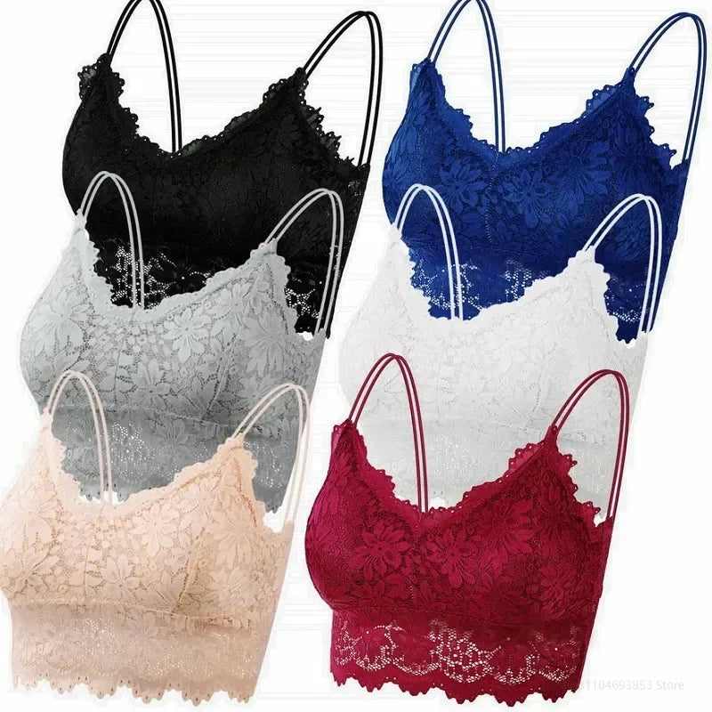 Sexy Lace Bras Top Comfortable Bralette Solid Color Women Underwear Female Hollow Out Wireless Breathable Lingerie Seamless Bra