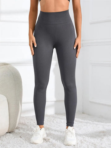 High Waisted Seamless Yoga Leggings, Ribbed Sportswear Tights, Fitness Apparel for Women, Gym and Casual Wear For Fall & Winter - OneLoveCanada