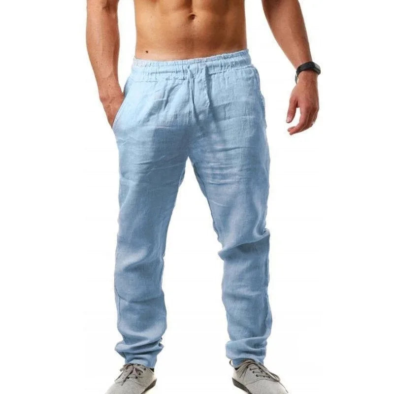 ropa hombre Men's sports pants spring summer simple drawstring breathable solid color straight leg mid waist pants