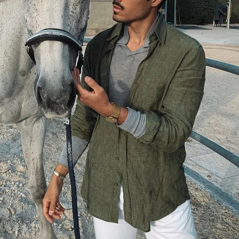 Men's Shirt Long Sleeve Regular Fit Men Casual Oversized Loose Single Breasted Shirt Leisure Spring Summer Male Blouse Shirt