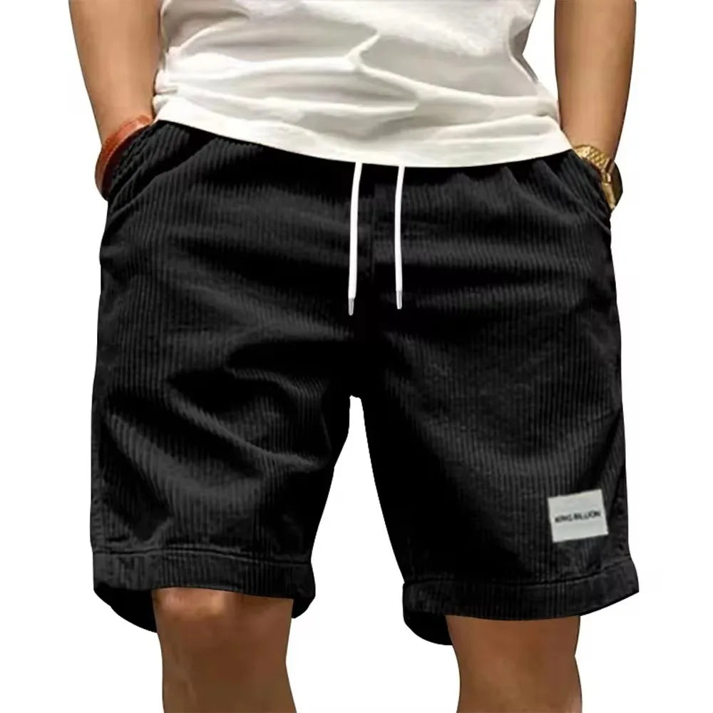 Vintage Cargo Shorts Men's Summer Trendy Retro Corduroy Short Pants Men's Casual Solid Color Shorts Sports Breathable Sweatpants