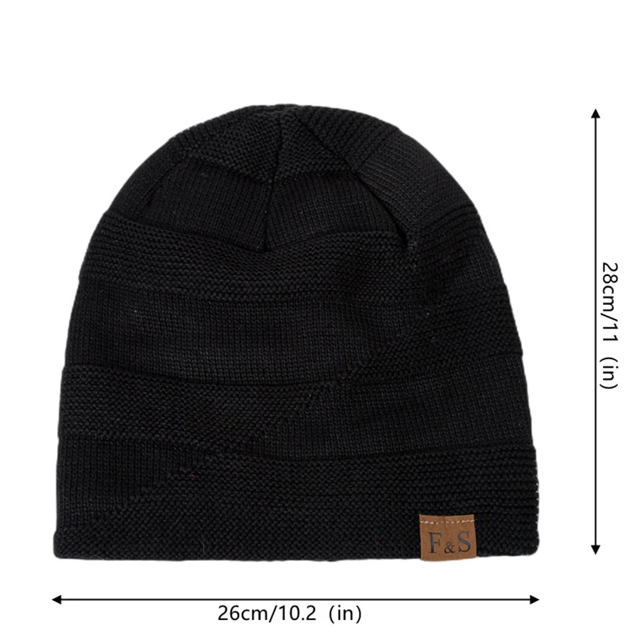 Unisex Winter Hats Outdoor Add Fur Lined Knitted Hats Fashion Warm Sports Beanie Cap