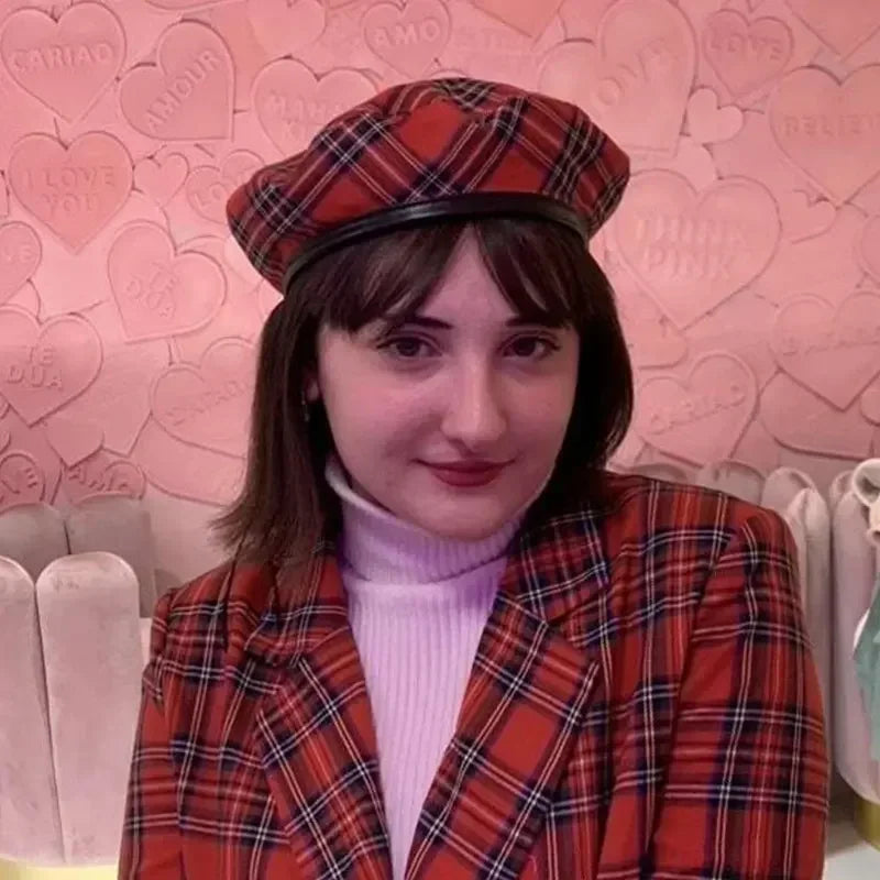 Women's Luxurious Beret Hat Fashion Lady Outdoor Travel Red Plaid Painter Hat Unisex Adult Daily Vintage Autumn France Beret Hat