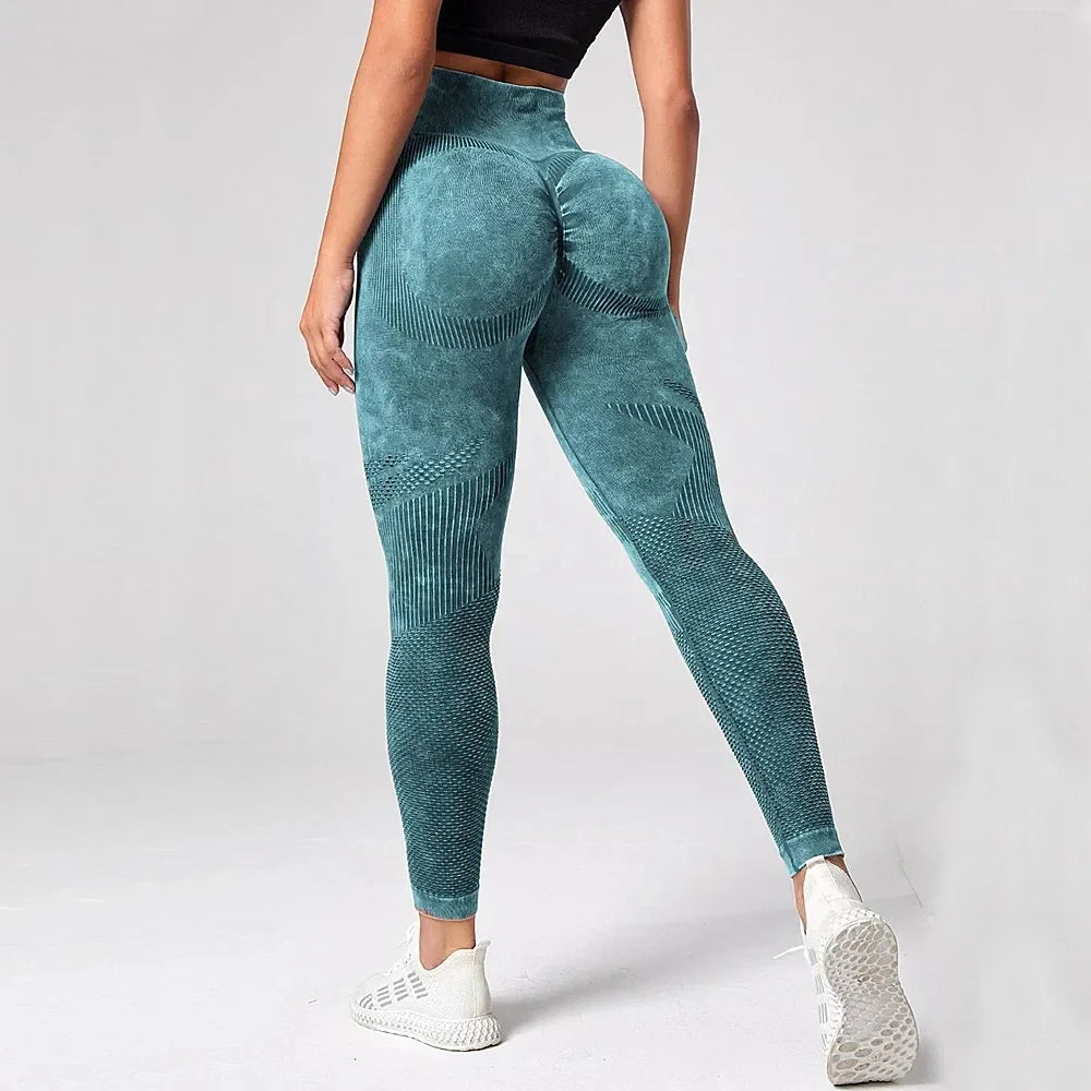 2023 Women Leggings Washing Yoga pants Bubble Butt Push Up Fitness Legging High Waist Scrunch Tight Mujer Gym Seamless Legging - OneLoveCanada