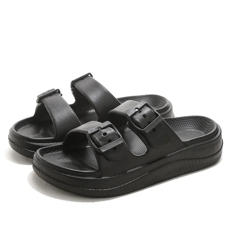 Double Band Slippers For Women's Man Summer EVA Cloud Sandals Woman Thick Platform Slides 2025 Men's Beach Non Slip Flip Flops