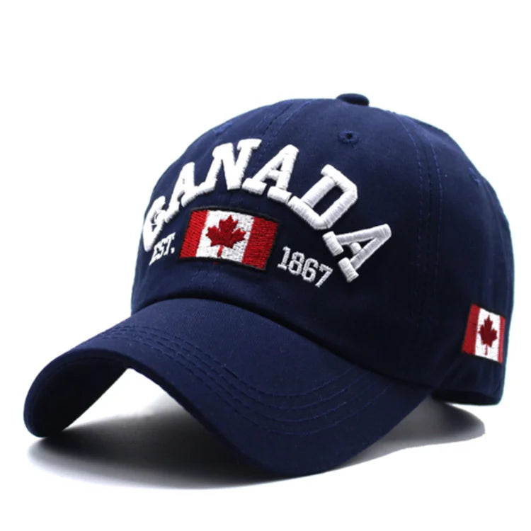 Pure Cotton Men Women Canada Embroidered Maple Leaf Flag Cap Hat One Size Adjustable Strap - OneLoveCanada