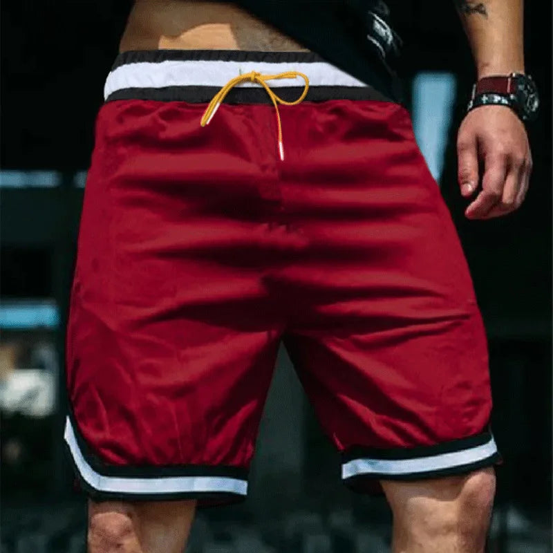 Basketball Shorts Men's Summer Beach Pants Mesh Material Breathable Sweat Solid Color Running Fitness Sports Fifth Pants