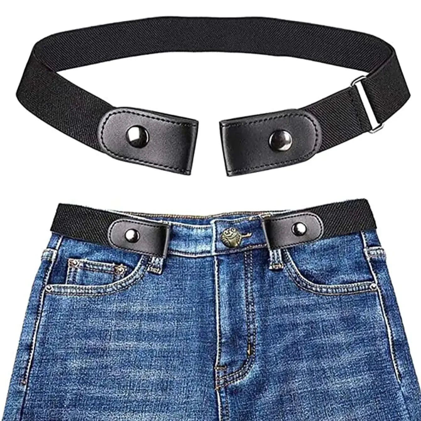 Buckle-Free Belt For Jean Pants,Dresses,No Buckle Stretch Elastic Waist Belt For Women/Men,No Bulge,No Hassle Waist Belt