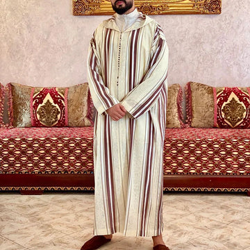 Eid Muslim Men Jubba Thobe Long Robe Saudi Islamic Striped Abaya Caftan Islam Dubai Arab 2024 Summer Morocco Jalabiya Ramadan