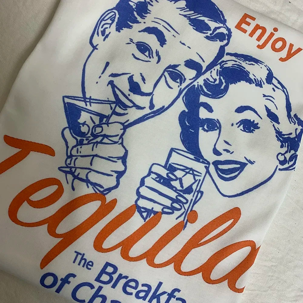 1001 Enjoy Tequila Retro Graphic Tees Women Cute Funny Alcohol Drinking T-Shirts Vintage Fashion T Shirts Tops Unisex Clothing - OneLoveCanada