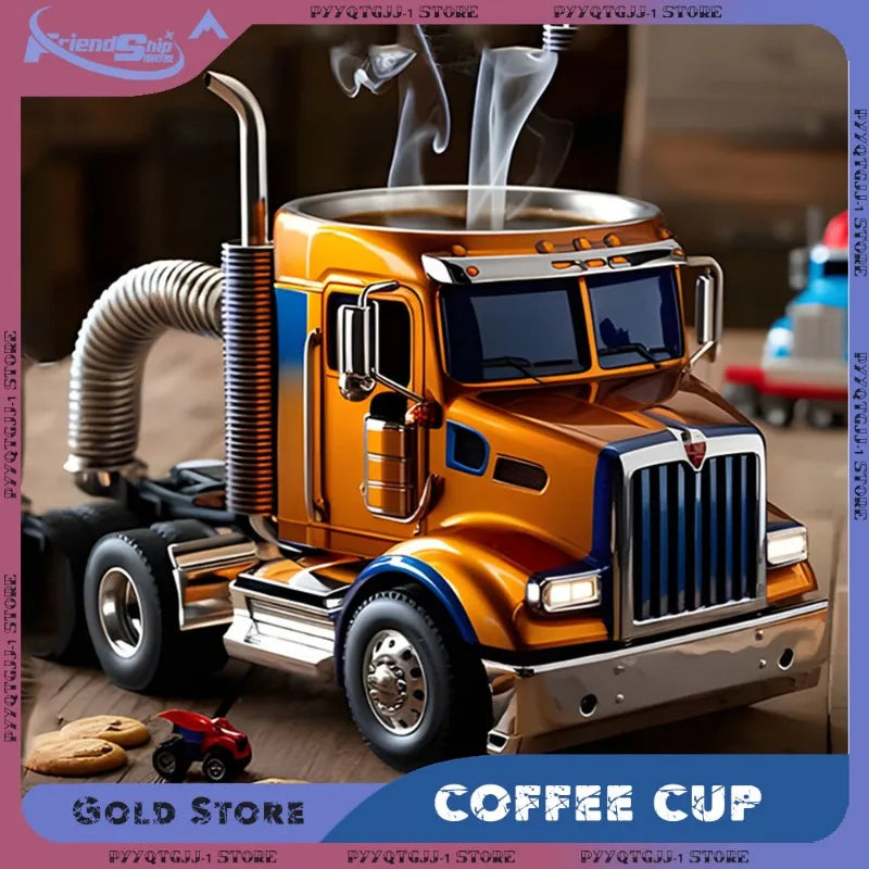 Coffee Cup Semi-Trailer Truck Mug Desktop Home Kitchen Big Trucks Coffee Mugs Ornament Collection Handmade Home Decoration Cups