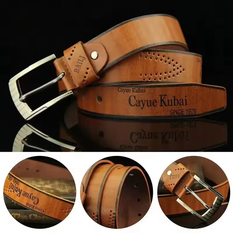 Fashion Luxury Belt For Men PU Leather Belts Metal Pin Buckle High Quality Famous Brand Designer Waist Strap Belts 110cm Length