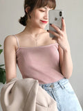 2025 Casual Women Halter Crop Tops Summer Sleeveless Camis Backless Strap Tank Top Slim Solid Short Female Tube Cropped Vest - OneLoveCanada