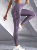 New High Waist Women's Leggings Stretch Yoga Pants Tights With Pockets Push Up Fitness Running Sportswear Solid Color Pants - OneLoveCanada