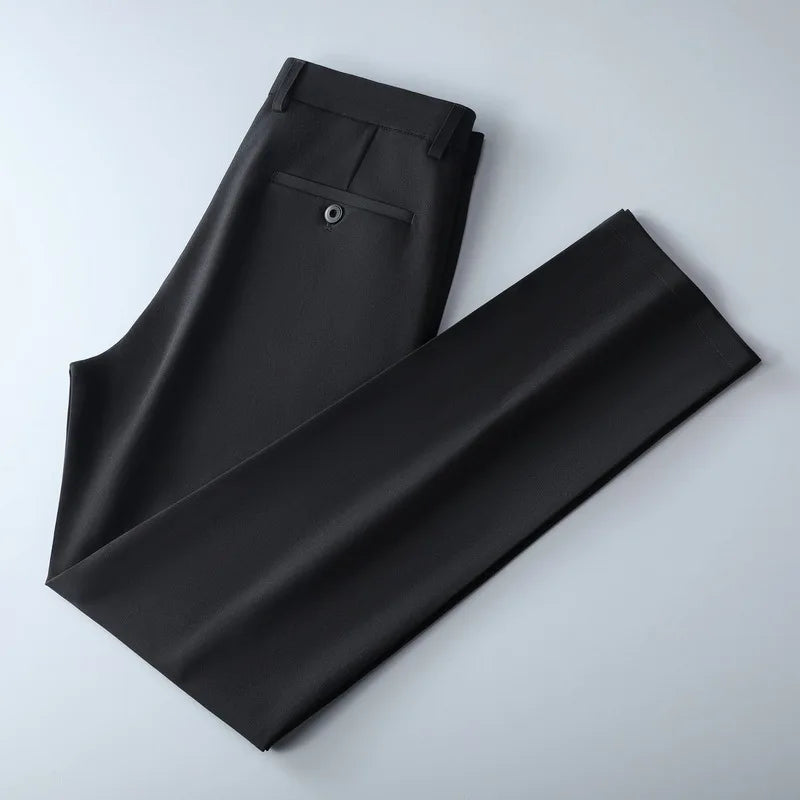 Male Pants Stretch Solid Black Smart Casual Men's Trousers Office Quick Dry Suit Pants New Spring Autumn Korean Straight Pants