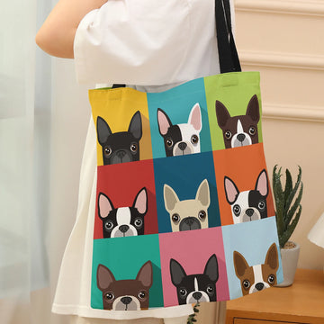 Ladies' handbag cartoon Boston meme printed girls' shoulder bag large capacity shopping bag environmentally friendly canvas bag