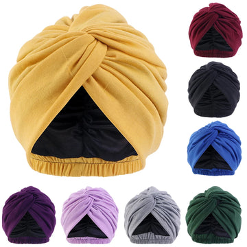 Muslim Women Cross Ruffle Chemo Sleep Turban Hijab Bonnet Headwear Scarf Beanie Cap Hat for Cancer Patient Hair Loss Accessories