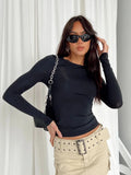 Women Casual Long Sleeve T-Shirts Spring Autumn Solid Slim Fit Pullovers Tees Shirts Female Streetwear Base Tees Tops  Casual - OneLoveCanada