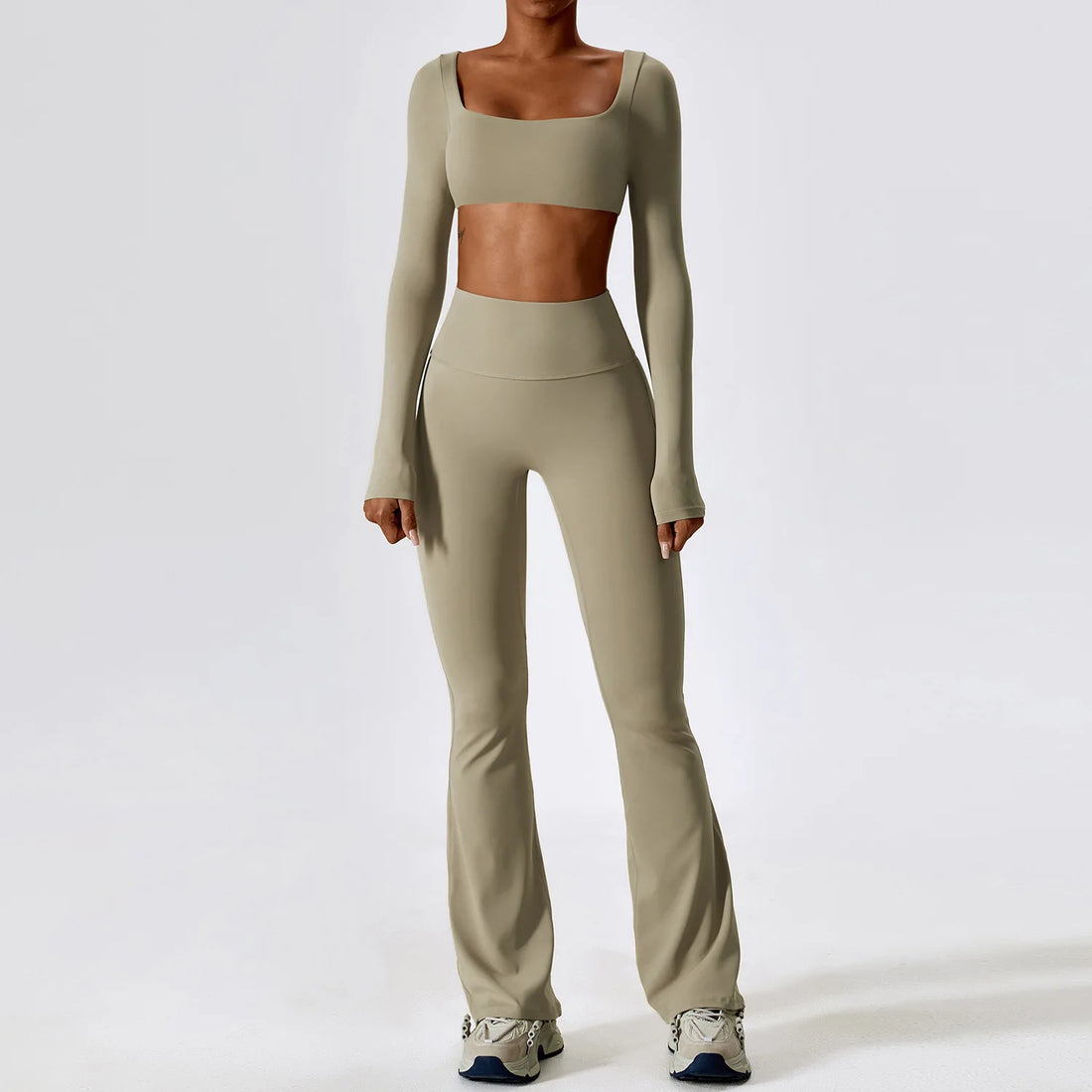 Yoga Set 2PCS Seamless Women Sportswear Workout Clothes Athletic Wear Gym Legging Fitness Bra Crop Top Long Sleeve Sports Suits - OneLoveCanada