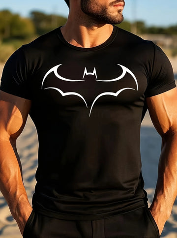 Summer Oversize Men Loose Tee Fashion Bat Print Men's Short Sleeve O-Neck T-Shirt Summer New Male Casual T Shirt Men Clothing