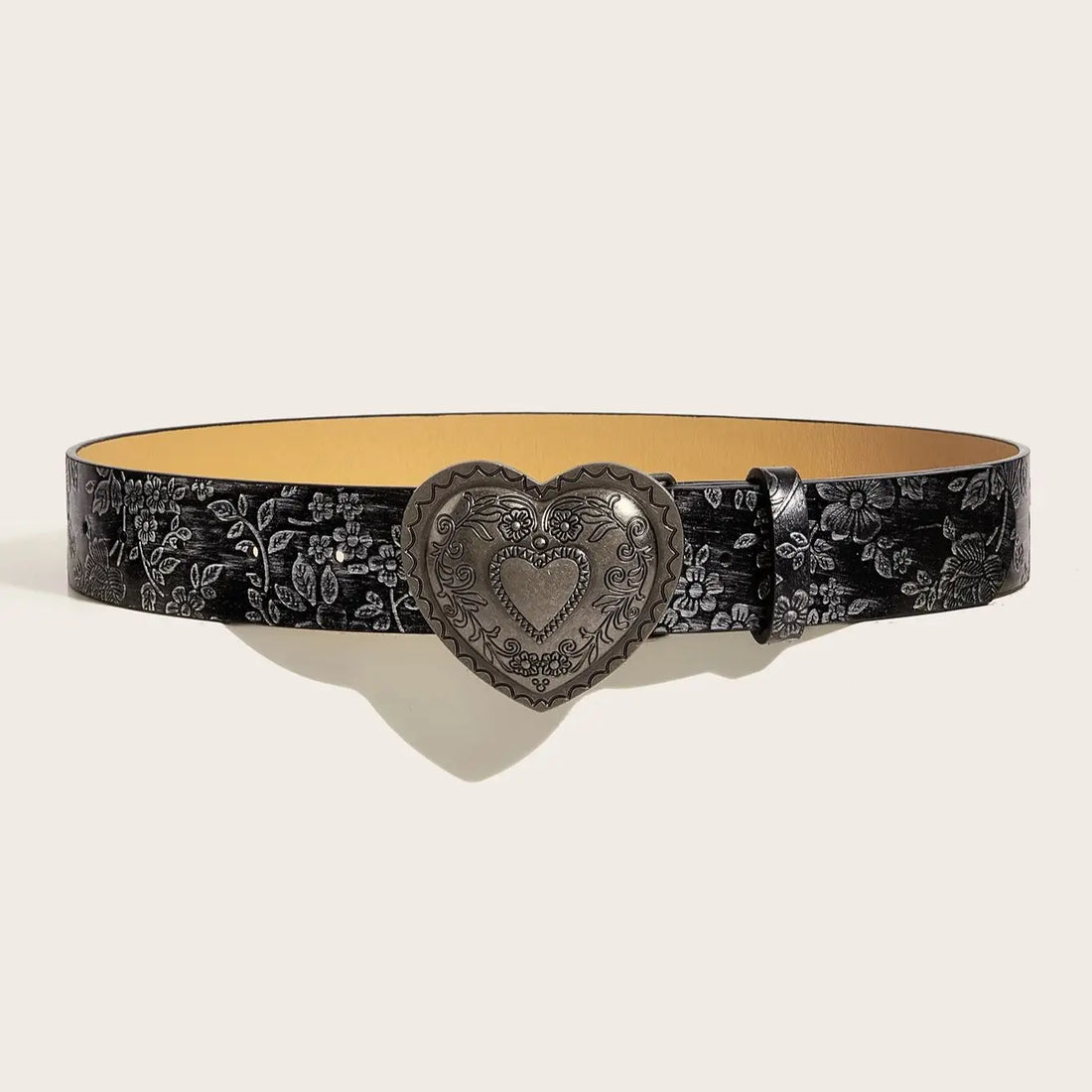 A love buckle pattern PU leather belt fashionable casual jeans