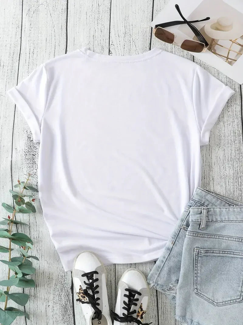 Plus Size Casual T-shirt Women's Plus Mandala Print Short Sleeve Round Neck Slight Stretch T-shirt
