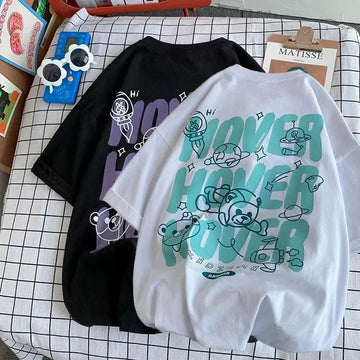 Oversized T-shirt Men Women Kawaii Bear Printing Harajuku Tshirt Casual Loose Short Sleeve Summer Streetwear Tops Man Clothes