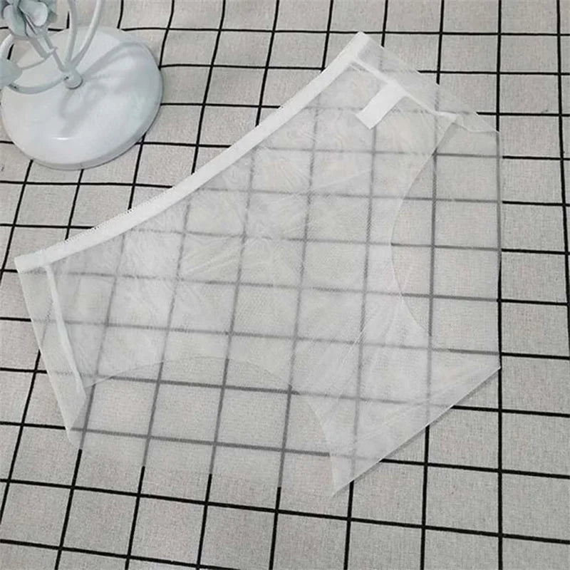 Transparent Underwear Panties Women Solid Color Sexy Seamless Perspective Mesh Briefs Ultra-thin Plus Size M-3XL