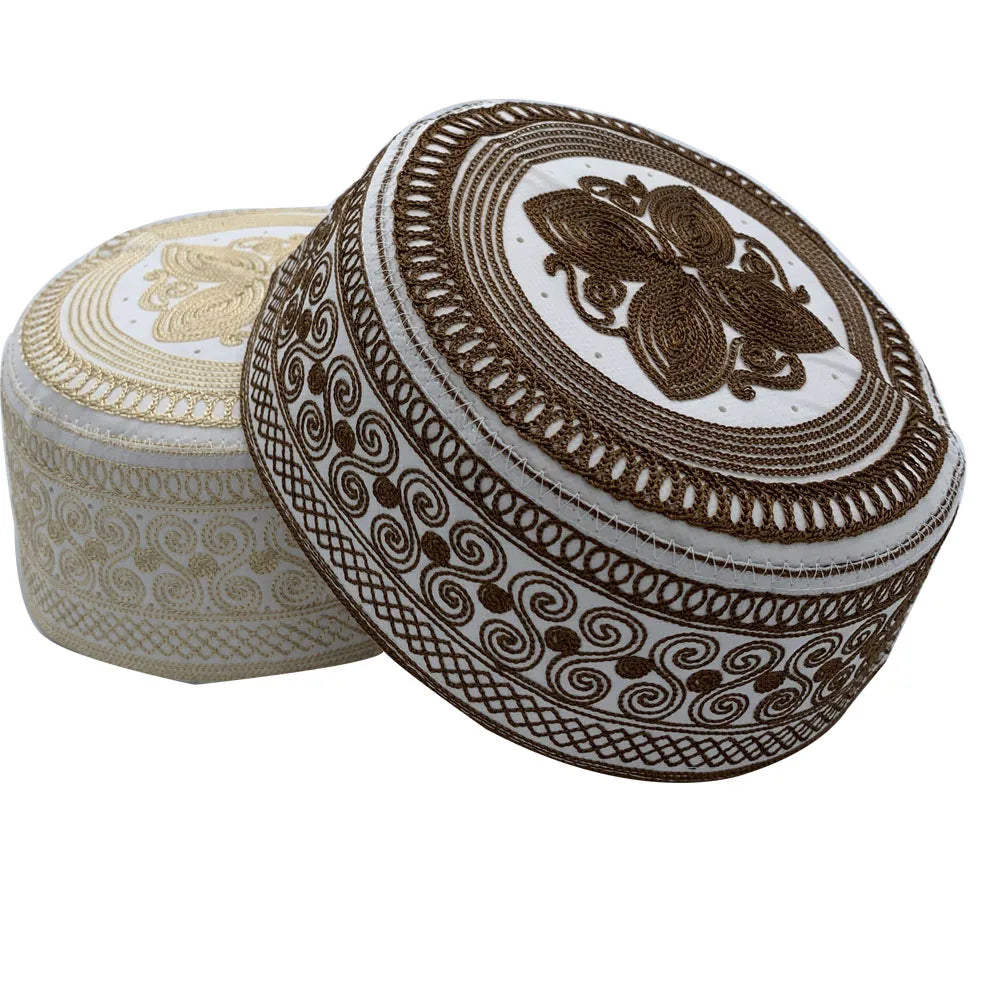 Cotton Embroidery Men's Muslim Hat Islam Ramadan Prayer Hats Arabia Men Headscarf Clothing Topkippot Turban Middle East Cap