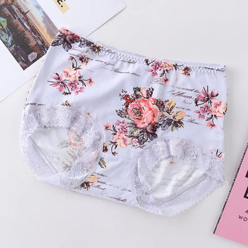Spring Large Size Lace Pure Cotton Underwear Women's Seamless Antibacterial Ladies Underwear Sexy Printed Briefscomfortablesexy