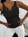 Casual Sleeveless Lace Tops For Woman Summer 2025 Fashion Ladies White Sling Slim V-neck Tank Top Tees Elegant - OneLoveCanada