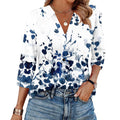 Women's Fashion Casual Lapel 3/4 Sleeve Print Shirt Women's V-Neck Tops Tops for Women Womens Tops and Blouses 2025 Dressy Tops - OneLoveCanada