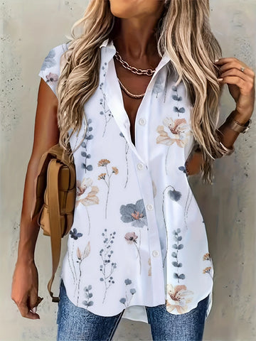 Elegant Loose Blouse Woman Fashion Temperament Sleeve Woman Shirt Printed Casual Woman Shirt Holiday Top