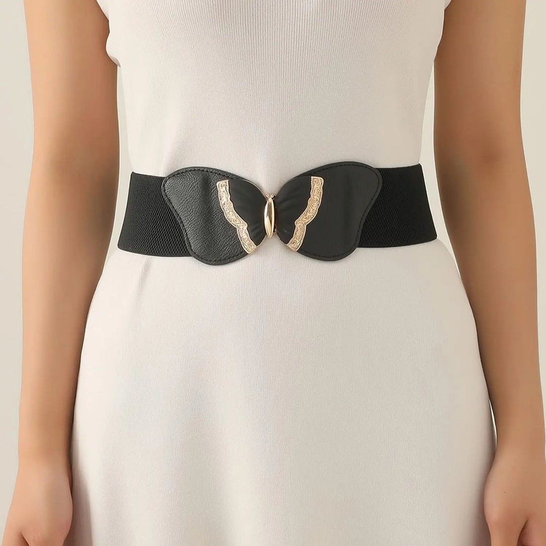 Ladies Fashion Black Wide Belt Decorative Elastic Girdle Heavy Duty Belts