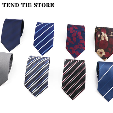 Vintage Striped Polyester Men's 8cm Tie Blue Gray Cravat Fashion Formal Office Suit Shirt Accessories Necktie Wedding Gift