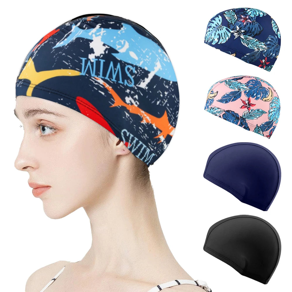 1Pc adult Swimming Cap, Made Of High Stretch Polyester Fabric, Durable And Non Waterproof Fabric, Elastic Shower Cap