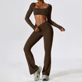 Yoga Set 2PCS Seamless Women Sportswear Workout Clothes Athletic Wear Gym Legging Fitness Bra Crop Top Long Sleeve Sports Suits - OneLoveCanada