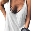 Lady Casual Solid Color Loose Tees U-neck Sleeveless Thin Women Vest Low Collar Stretchy Lady Summer Simple T-shirt Streetwear - OneLoveCanada